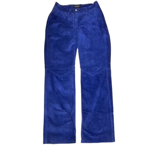 Guess Jeans Womens Size 29 Blue Suede Pants Made In Italy - Picture 2 of 12